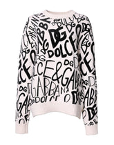Dolce & Gabbana White Black Logo Print Women Pullover Sweater -   -  Dolce & Gabbana.